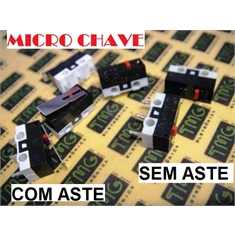 Chave Micro Switch, Micro Chave - Chave fim de curso, micro-interruptor  - medida   5,7Mm x 12,6Mm - 1Amp 250v Com ou SEM Haste - Chave Micro Switch, Micro Chave - Chave fim de curso,- COM ASTE